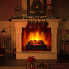 26-inch infrared quartz electric fireplace with realistic pinewood ember bed, showcasing vibrant flames and cozy.