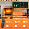 Remote control for the 26-inch infrared quartz electric fireplace with digital display and flame settings for cozy.