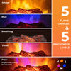 Infrared quartz electric fireplace showcasing 5 flame colors and 5 brightness levels, featuring a realistic pinewood.