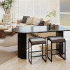 Gray 26-inch bar stools with faux leather seats and footrests, perfect for kitchen islands and home bars.