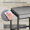 Close-up of the 26-inch gray bar stool with waterproof faux leather seat, showcasing refined stitching and easy.