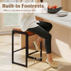 Counter height bar stool with faux leather seat and built-in footrest, ideal for kitchen islands and dining rooms.