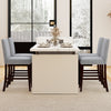 Counter height chairs set of 2 in gray with padded seats and backrests, ideal for kitchen islands or cafes.