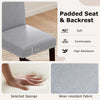 Gray padded seat and backrest chair with nailhead trim, designed for comfort and stability, ideal for counter height.
