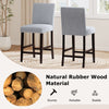Counter height chairs set of 2 in gray with padded seat and backrest, made of sturdy rubber wood for kitchen or bar use.