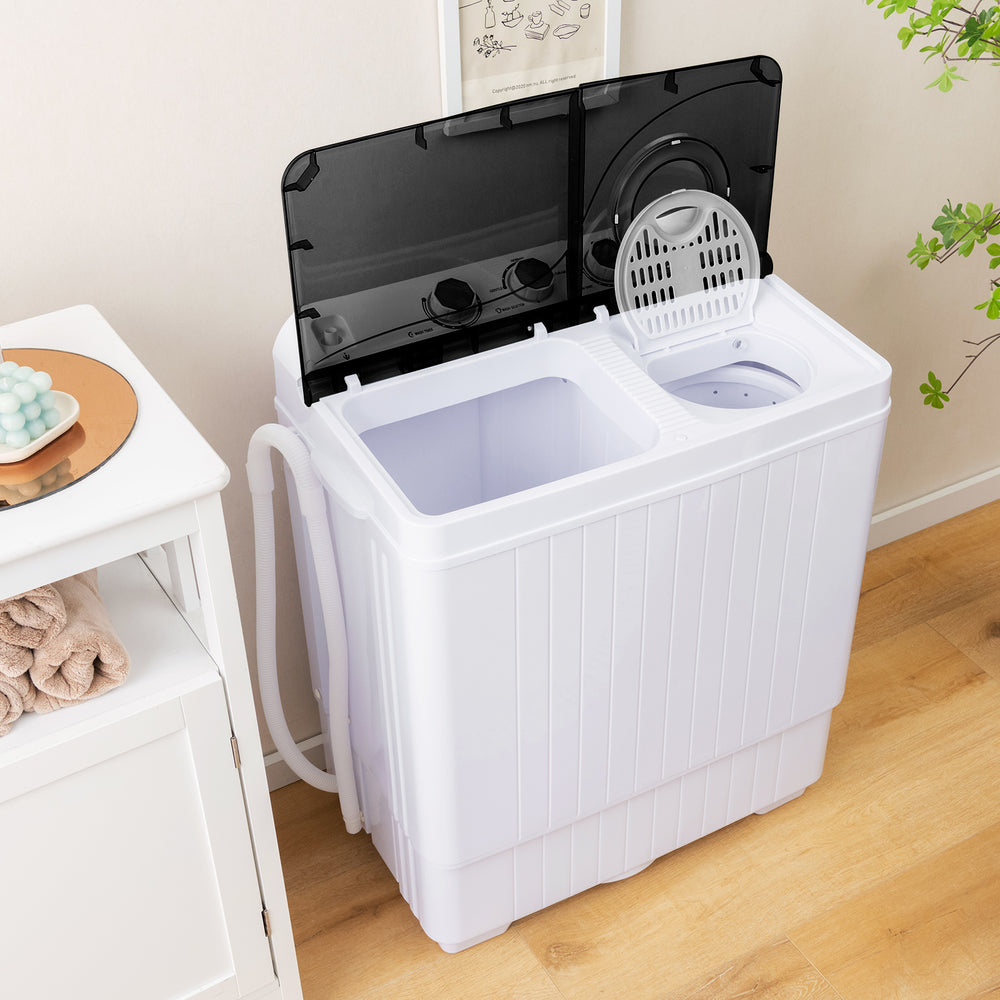 26 lbs Semi-Automatic Twin Tub Washing Machine with Drain Pump-Black - Gallery View 1 of 9