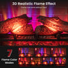 Freestanding fireplace showcasing 3D realistic flame effect with 7 color modes, ideal for elegant home decor.