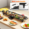 Large electric griddle with nonstick surface, anti-scald handles, and non-slip foot pads, perfect for cooking multiple.