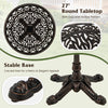 27" round cast aluminum patio bistro table with hollow top design and carved feet for a vintage touch and stable.