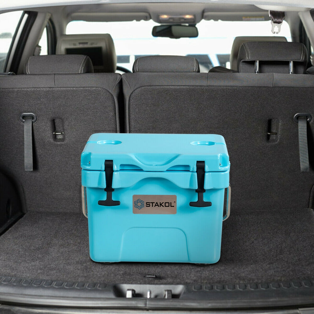 16 Quart 24-Can Capacity Portable Insulated Ice Cooler with 2 Cup Holders-Blue - Gallery View 1 of 12