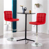 Set of 2 Square Swivel Adjustable PU Leather Bar Stools with Back and Footrest-Red - Gallery View 1 of 12