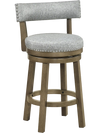 Swivel bar stool with upholstered back and footrest, solid rubber wood legs, and decorative nailhead for stylish.