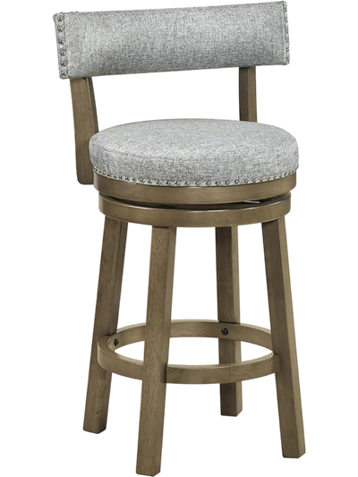 Costway Swivel Upholstered Bar Stool w/ Back Footrest 27/31
