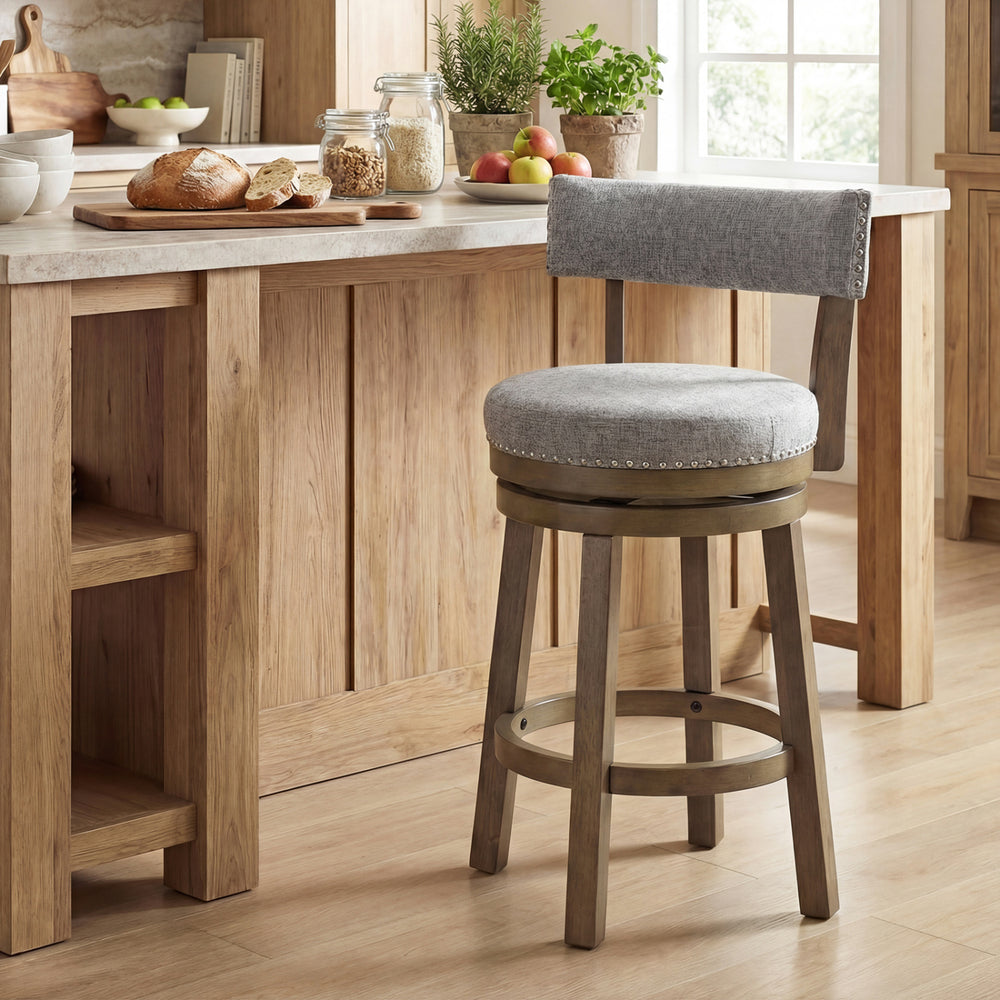 27/31 Inch Swivel Bar Stool with Upholstered Back Seat and Footrest-27 inches - Gallery View 1 of 9