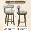 27-inch swivel bar stool with upholstered back, rubber wood legs, and footrest, ideal for stylish seating.