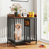 Rustic brown 27.5-inch dog crate furniture with wheels, featuring a spacious tabletop and lockable front door for small.