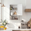 Wall hanging bathroom storage cabinet in white with adjustable shelves, ideal for organizing small spaces in kitchens or bathrooms.