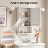 Wall-mounted bathroom storage cabinet with adjustable shelves, elegant white finish, ideal for organizing small spaces.