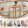27.5-inch round bamboo dining table for 2-4 people, featuring smooth corners and non-slip foot pads for safety.