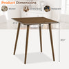Small square wooden dining table in walnut, seats 2-4, featuring rounded corners and solid rubber wood legs for stability.
