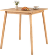 Square bamboo dining table with a natural finish, suitable for 2-4 people, ideal for compact spaces and breakfast nooks.