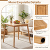 27.5-inch square bamboo dining table with smooth curved corners and non-slip foot pads, perfect for 2-4 people.