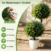 27.5 inch artificial cypress topiary tree with dense foliage, flexible branches, and ground spikes for easy outdoor placement.