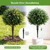 27.5 inch artificial cypress topiary tree with ground spikes, featuring dense foliage for realistic outdoor decoration.