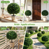 27" artificial boxwood topiary tree with dense foliage, ideal for porch, patio, balcony, or garden decoration.