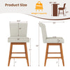 27-inch counter height bar chair set in beige with rubber wood legs, featuring a thick cushion and ergonomic backrest.