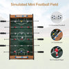 Mini foosball table with 18 players, 2 scoreboards, and 2 simulated footballs for tabletop soccer fun.