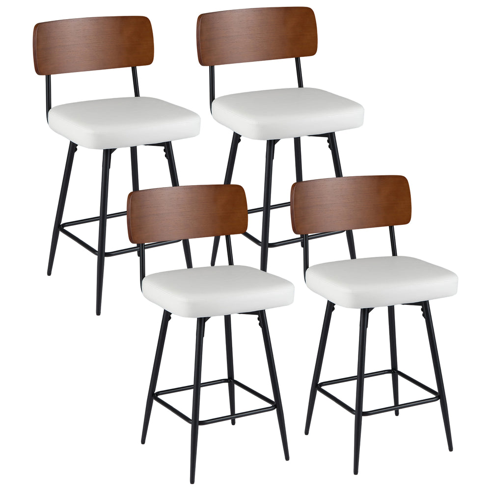 27 Inch Padded Counter Barstools Set of 4 with Metal Legs-White - Gallery View 1 of 1