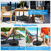 27 lbs fillable round umbrella base stand made of HDPE, designed for stability at patio, poolside, or beach settings.