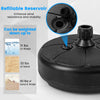 Close-up of the refillable reservoir on the 27 lbs umbrella base stand, enhancing wind resistance and stability.