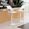 White bar stools set of 2 with PU leather seats, adjustable height, and ergonomic backrest for comfort in kitchens or.