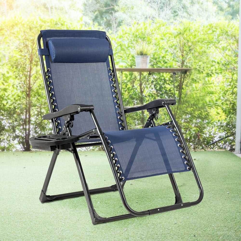 Oversize Lounge Chair with Cup Holder of Heavy Duty for outdoor-Navy - Gallery View 1 of 7