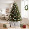Metal hexagonal Christmas tree collar in silver, designed to fit up to 10 ft trees and conceal unsightly stands and cords.