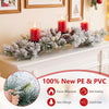 28" foldable Christmas centerpiece featuring a 3-candle holder with PVC pine needles, natural pine cones, and flame-retardant design.