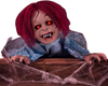 Creepy 28" Halloween crawling girl prop with flashing red eyes and realistic hair, perfect for haunted houses and parties.