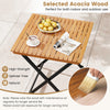 28-inch patio folding square table showcasing a slatted acacia wood surface, perfect for easy storage and outdoor.