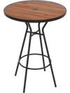 28 Inches Outdoor Bar Table with Wood-Like Tabletop for Backyard Garden