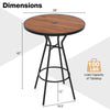 28-inch outdoor bar table with wood-like tabletop, metal legs, and umbrella hole, ideal for backyard garden use.