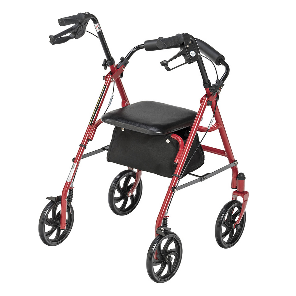 Drive Medical 10257RD-1 Durable Rollator Walker 4 Wheels 7.5" Casters Red New