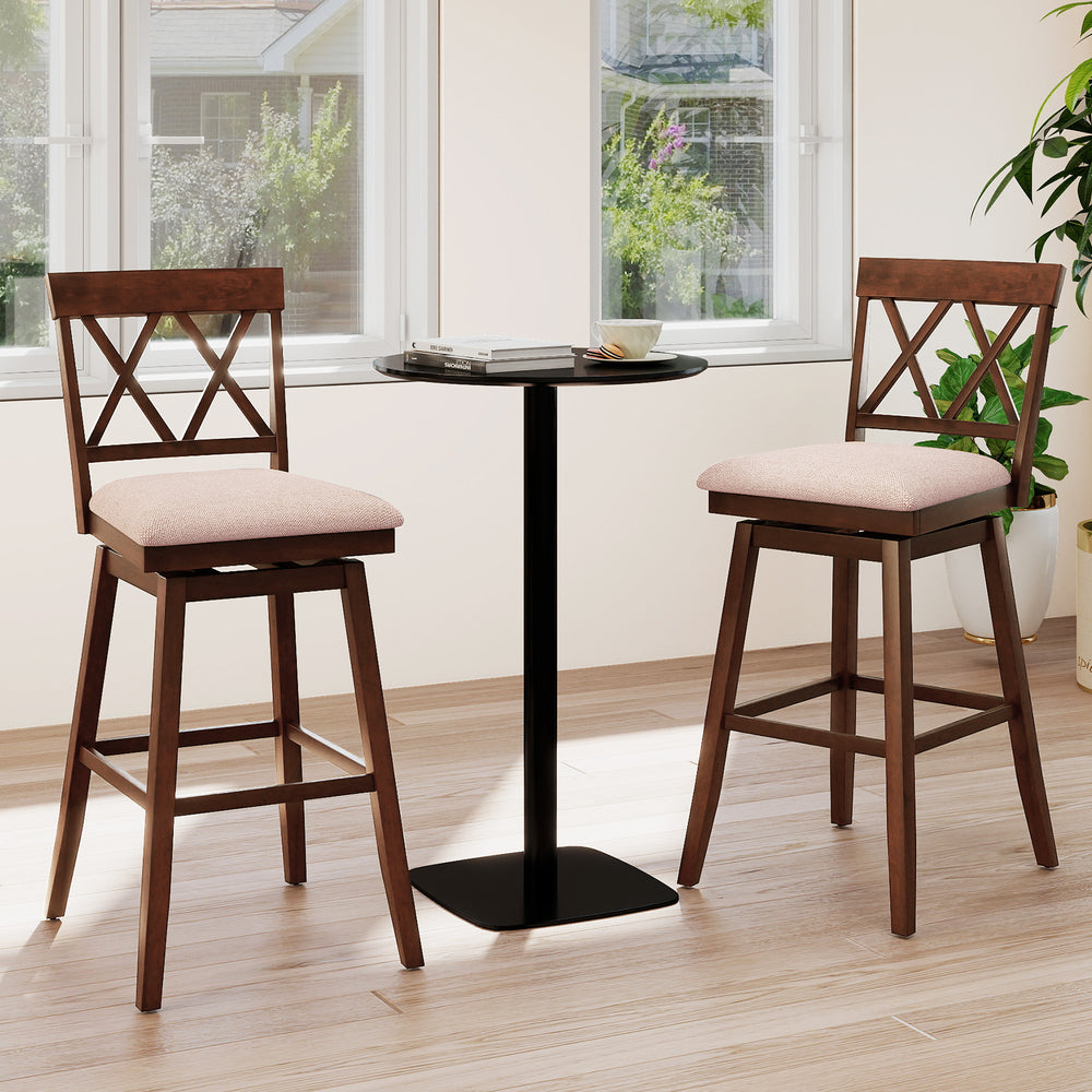 29 Inch Counter Height Barstools with Backrest and Upholstered Seat Cushion for Kitchen Dining Room-Oak - Gallery View 1 of 9