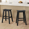 Set of 2 black 29-inch HDPE patio bar stools with curved seats, ideal for outdoor relaxation at bar height tables.
