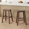29 Inch HDPE Patio Bar Stool Set of 2 Armless Saddle Stools-Brown - Gallery View 1 of 8
