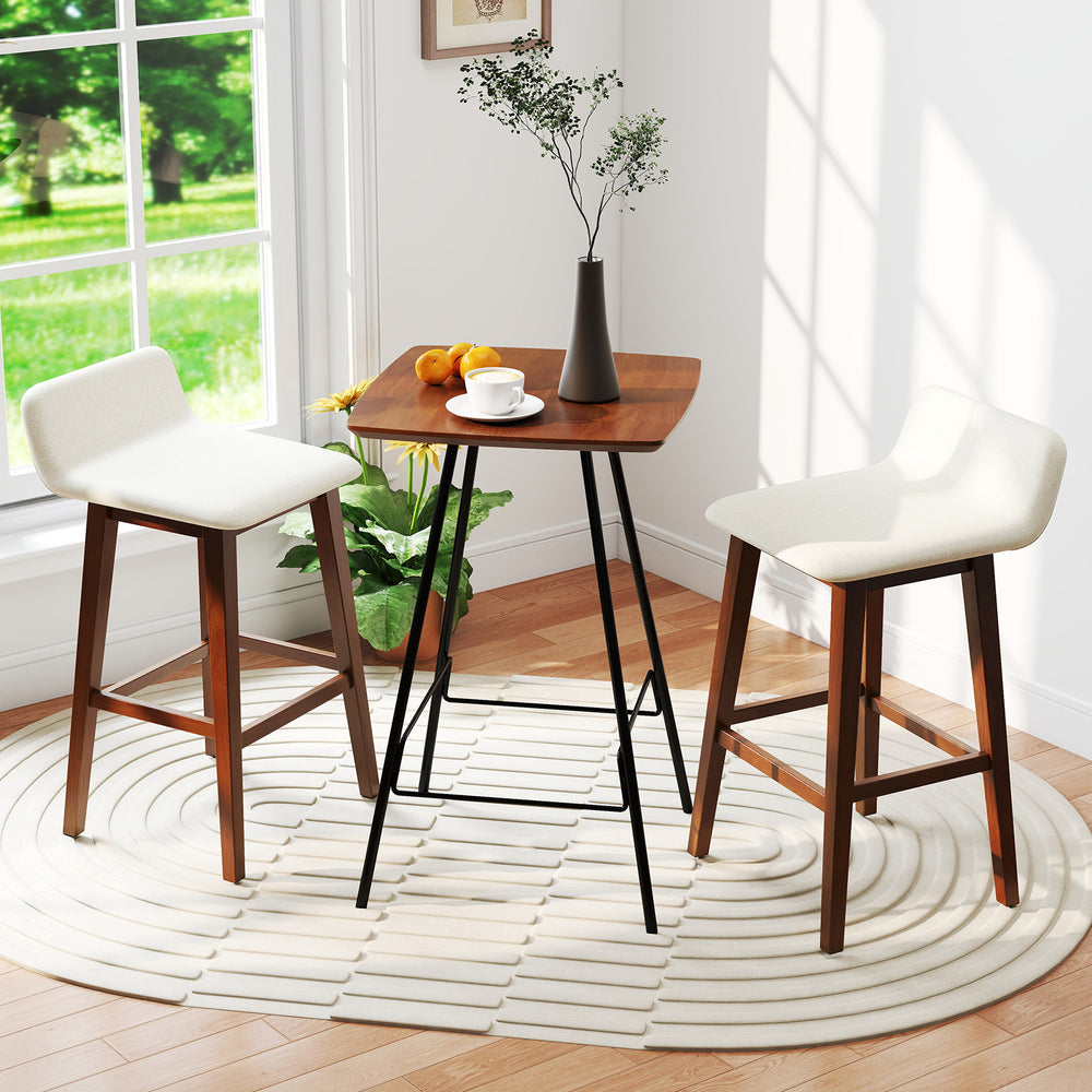 29 Inch Low-Back High-Top Chairs with Padded Seat and Rubber Wood Legs-Brown - Gallery View 1 of 10
