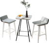 Two 29-inch low-back high-top chairs with padded seats and rubber wood legs, ideal for dining or home bar use.
