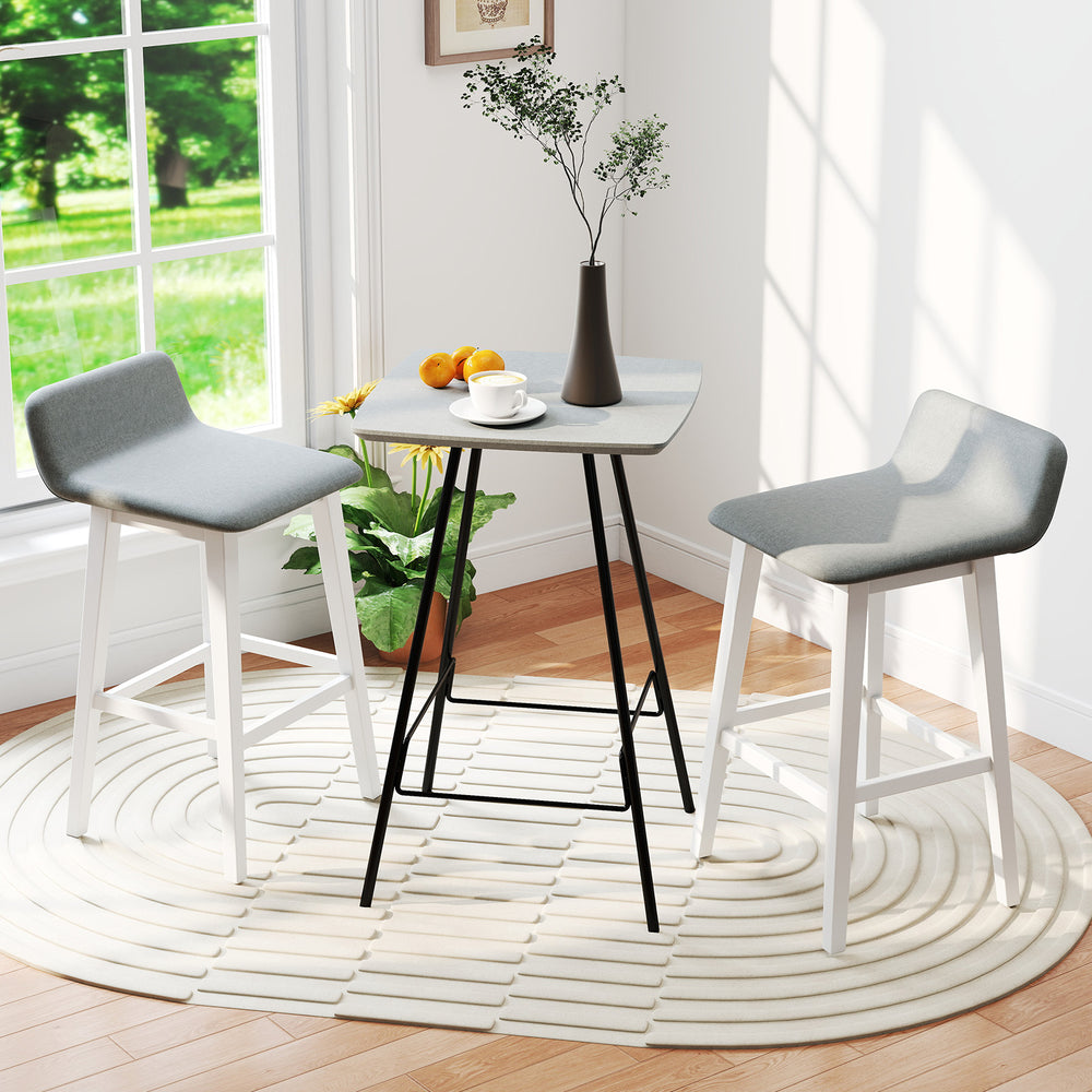 29 Inch Low-Back High-Top Chairs with Padded Seat and Rubber Wood Legs-White - Gallery View 1 of 9