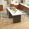 Low-back high-top chair with padded seat and rubber wood legs, perfect for kitchen or dining room use.